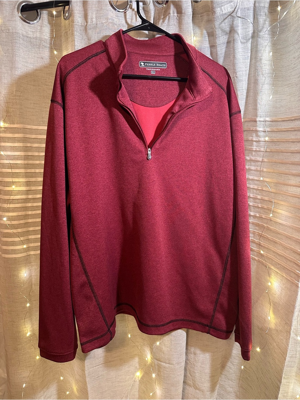 Pebble Beach Men's Zip-Up Pullover Sweater in Burgundy